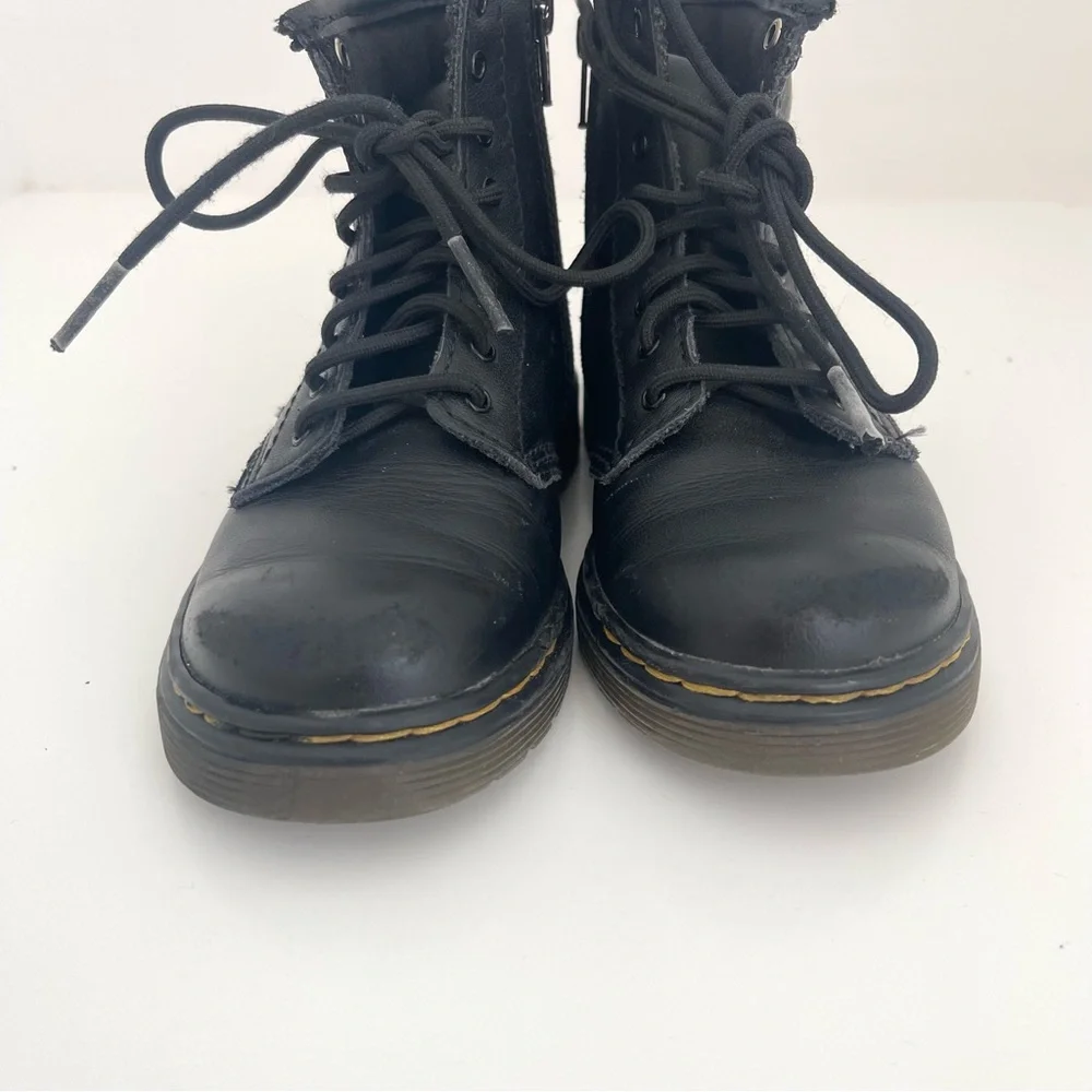 Dr. Martens 1460T Black Combat Side Zip 8-Eye Chunky Lace Up Moto Boots Size 10